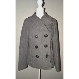 Old Navy Women’s Gray Wool Blend Peacoat Jacket Size Small Double Breasted